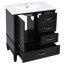 Meuble-lavabo de 30 po, structure, structure en bois massif, trois tiroirs, porte simple, quincaillerie à fermeture en douceur, autoportant, noir-130598229-130598232