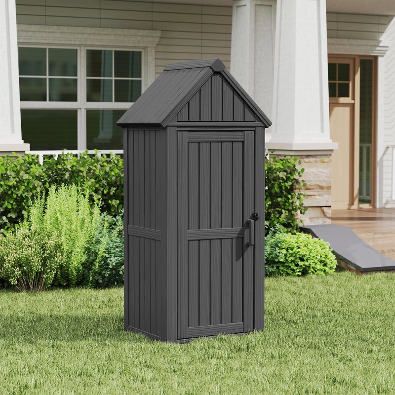 Remise de rangement extérieure avec toit incliné et porte verrouillable, Noir
