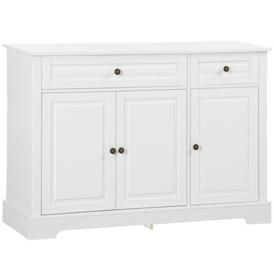 Buffet buffet, armoire de cuisine moderne avec 2 tiroirs et tablettes réglables, armoire à café, blanc