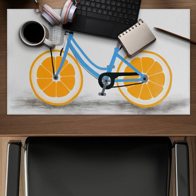 Orange wheel bike - 14.00"x24.25" Desk mat