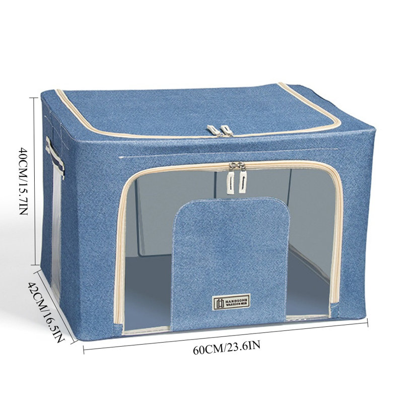 Bac de rangement pliable en tissu Oxford avec fenêtre transparente, organisateur de garde-robe résistant à l'eau, boîte de rangement pliable avec poignées pour vêtements, literie, couvertures, organisation de chambre à coucher et sous le lit
