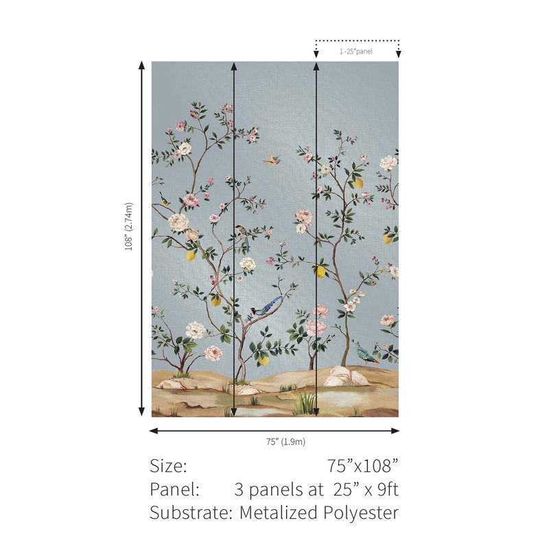 Argentine Floral Vinyl Metallic Wallpaper