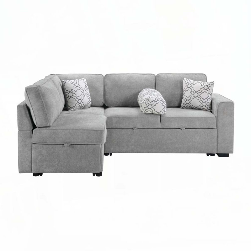 Canapé-lit modulaire convertible avec couchettes coulissantes doubles, Gris clair