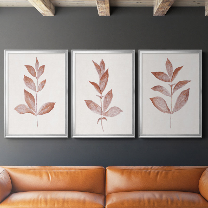 «Red Leaf I», toile encadrée de qualité supérieure - prête à être accrochée, H 36,5 po x l 53 po x P 2,5 po, Cadre argenté