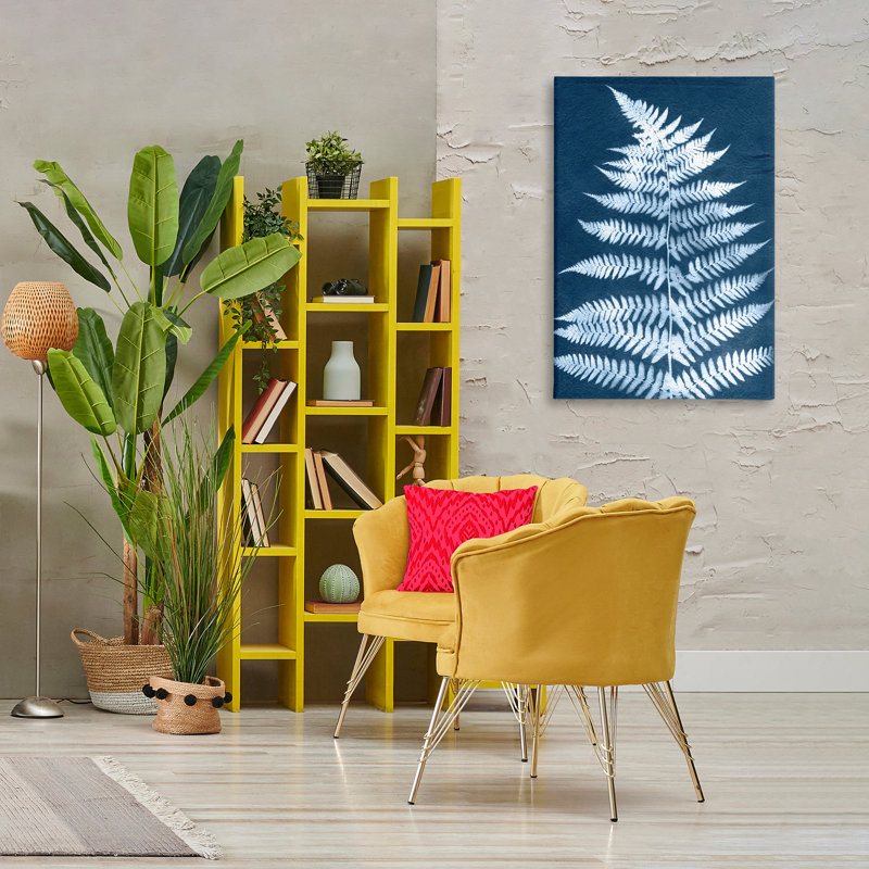 "Forest Fern in Blue", art mural sur toile par Jason Johnson, H 36 po x l 24 po