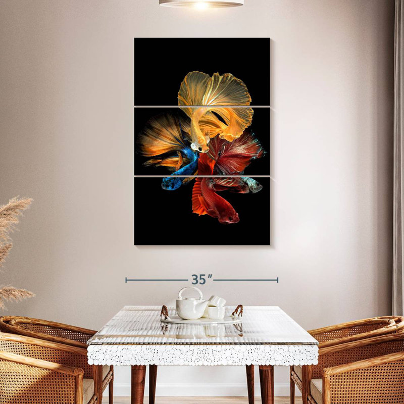 Brampt qui coule des poissons Betta, H 50 po x l 32 po