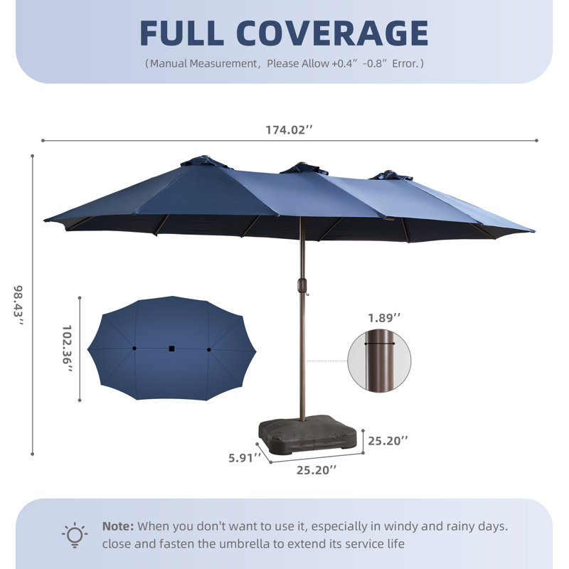 Parasol 14,5Ft Double-Side Patio, Marine
