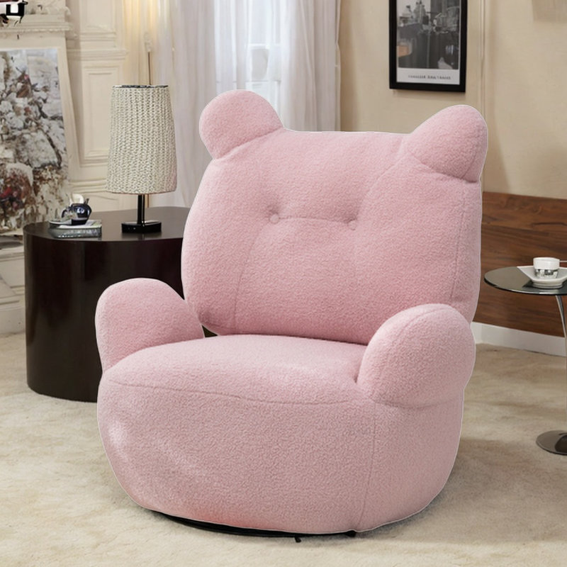 Fauteuil pivotant rembourré Montague, 100% polyester rose