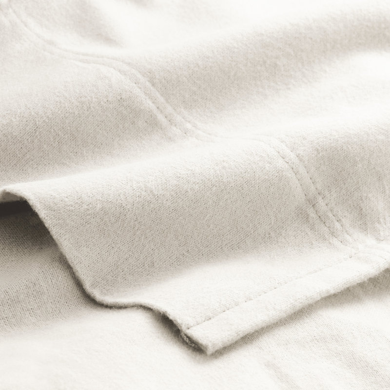 100% Cotton Flannel Sheet Set, Cream, Twin Sheet Set with 1 Pillowcase