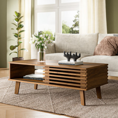 Table basse avec rangement à lattes Enely
