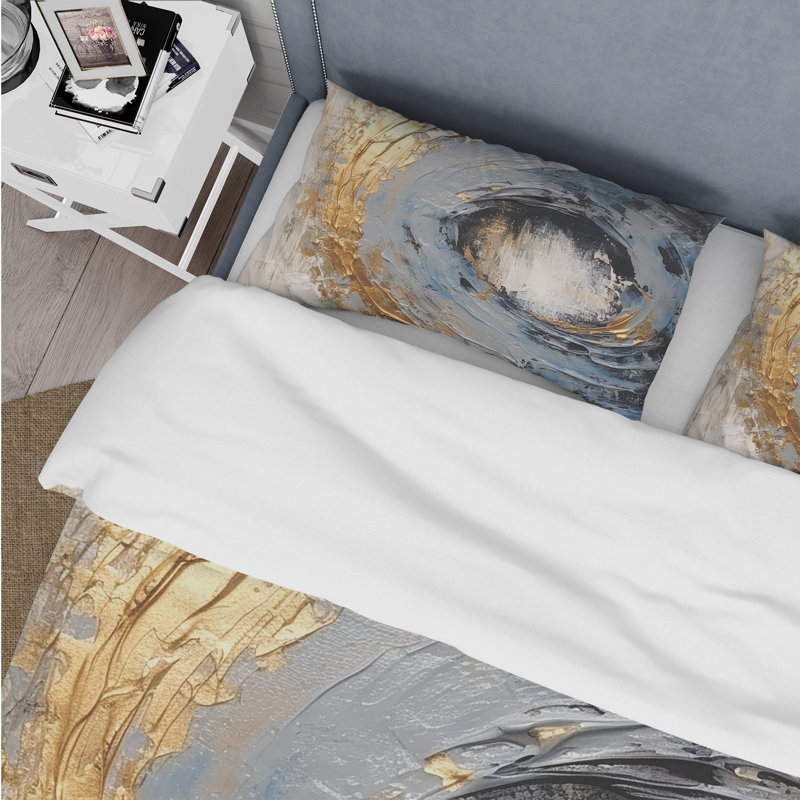 Ensemble de housse de couette Gold and Blue Vibrant Spirals I - Abstract Spirals