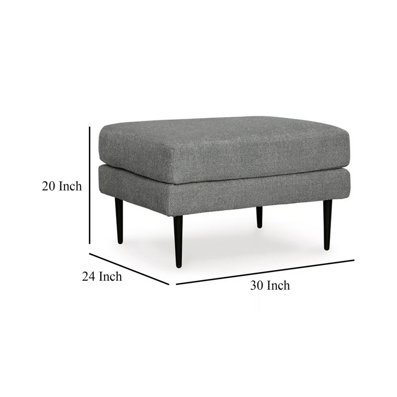 Repose-pieds Haez, polyester, pieds noirs effilés, 30 po, Gris anthracite