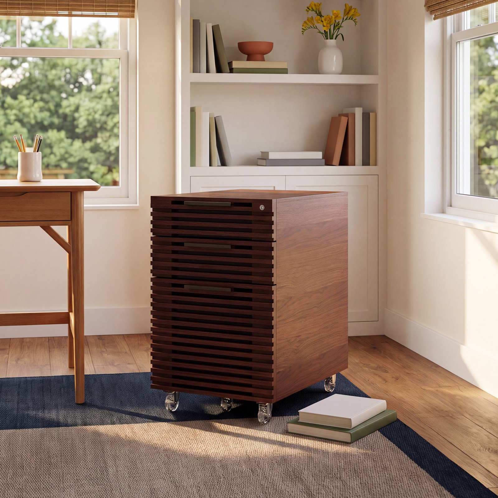 Corridor 3 - Drawer Vertical Mobile File Cabinet, Chocolate Stained Walnut