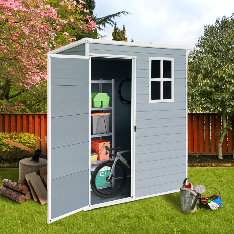 5X3ft Resin Outdoor Storage Shed Kit To Store Patio Furniture, Gray