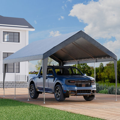 Carports 12x20 heavy duty, Rainproof & UV Protected Garage Top Tarp Shelter Cover, Outdoor Portable Garage for Car, Boat Tent, Gray/White/Yellow