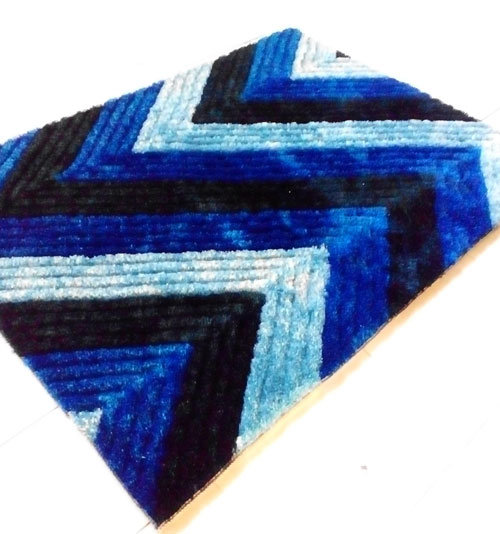 Tapis bleu foncé en laine tissé à la machine, 7 pi 11 po x 9 pi 10 po