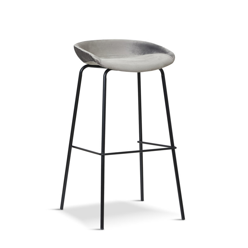 Walther Counter Stool with Solid Wood Frame, 72.5", Sterling Grey