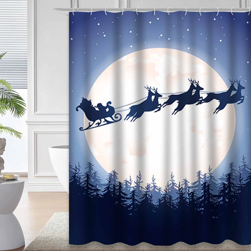 Rideau de douche Santa Sleigh Forest Moon, L 72 po x l 72 po