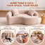 Canapé modulaire en chenille incurvé Ly - 042 S, beige, double profondeur 21,3 po et 26,8 po, sans assemblage, compact pour les petits espaces, capacité de 400 lb, L 66,9 po, avec coussins décoratifs, mousse à haute résilience, assise souple moyenne,-1508572816