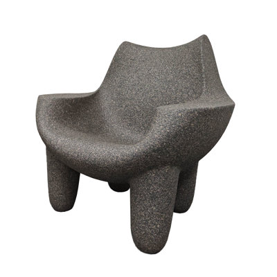 33.9'' Outdoor Patio Lounge Chairs, Modern Faux Stone Accent Chairs with Armchair for balconies, gardens, poolside areas, Grey