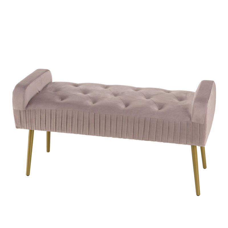 Runnells Velvet Upholstered Bench, Pink