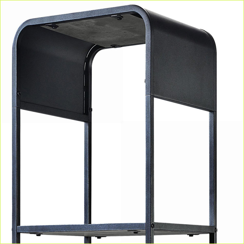Side Pier, gris anthracite contemporain & amp; Noir à 2 tablettes et 1 tiroir | Bois et métal | Espace de vie principal