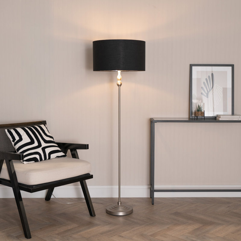 Darthea 151cm Traditional Floor Lamp, Yes, Brushed, Black
