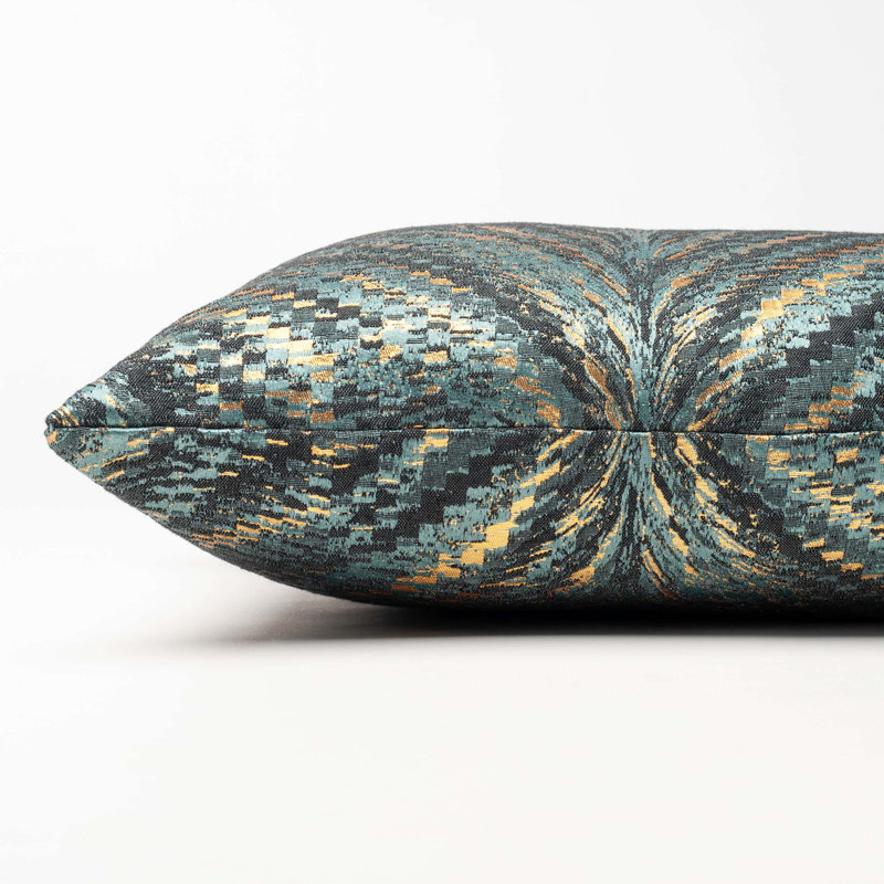 Metallic Fan Feather Cushion in Teal, 43x43cm, Cover only