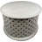 Mango Wood Round Coffee Table With Intricate Diamond Cutout Base, Distressed Farmhouse Style