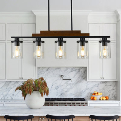 5-Light Industrial Kitchen Island Light Fixture, Modern Farmhouse Chandeliers for Home Decor