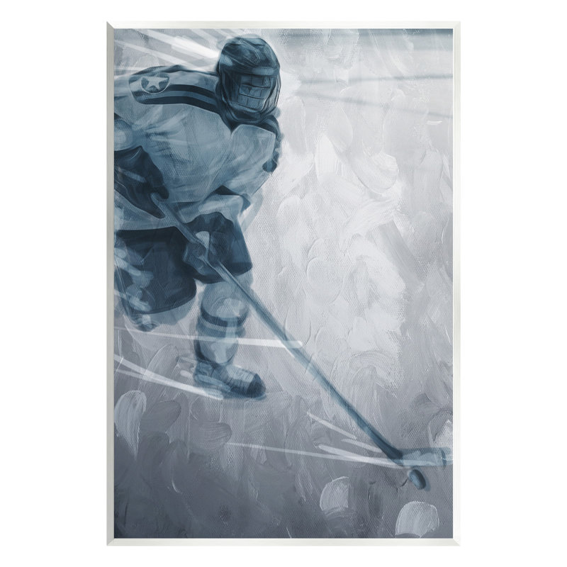 «Hockey Player On Ice» par Milli Villa sur bois, H 10 po x l 15 po
