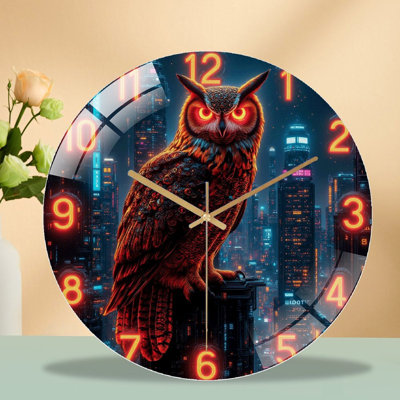 Horloge murale hibou pour décoration intérieure Art Art rétro - horloge murale moderne en verre