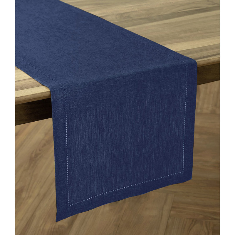 Milan - 100% Pure Linen Table Runner, Chambray Navy, 60" x 14"