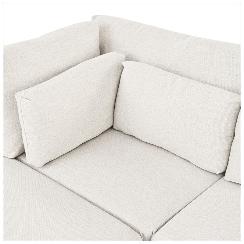 Modern Modular Sectional Sofa With Movable Ottoman, 110 Inch 4 Seat  Sofa Set With 5 Pillows, Unique Piping Stitch Design, Convertible L-Shaped Sofa For Living Room, Office & Spacious Rooms