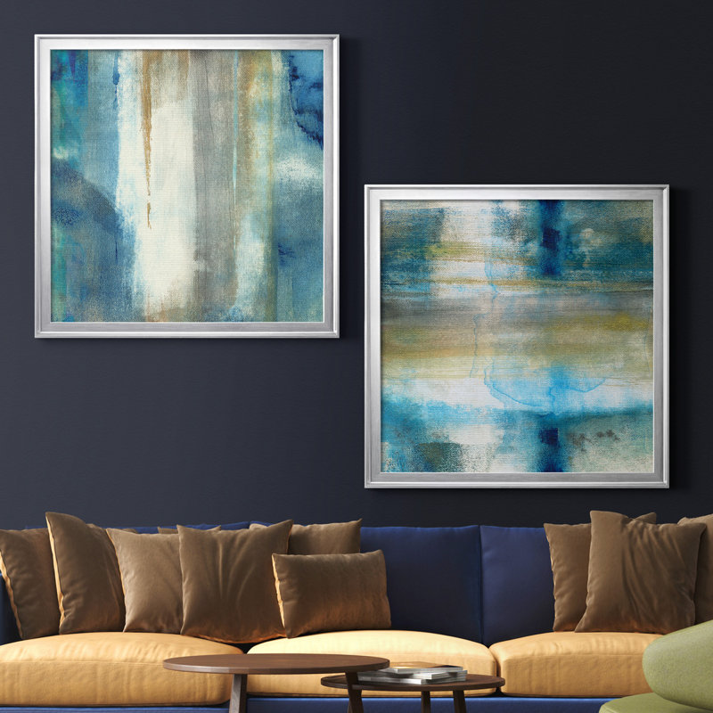«Sand Lake Summer III», ensemble de 2 reproductions d'art, H 34,5 po x l 69 po x P 1,5 po, Toile avec cadre argenté