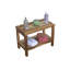 Banc de douche rectangulaire en teck avec tablette EcoDecors-57278423-57278420