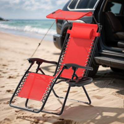 Zero Gravity Chair With Canopy Shade 330 Lb Capacity Adjustable Recliner Headrest For Outdoor Patio Or Beach