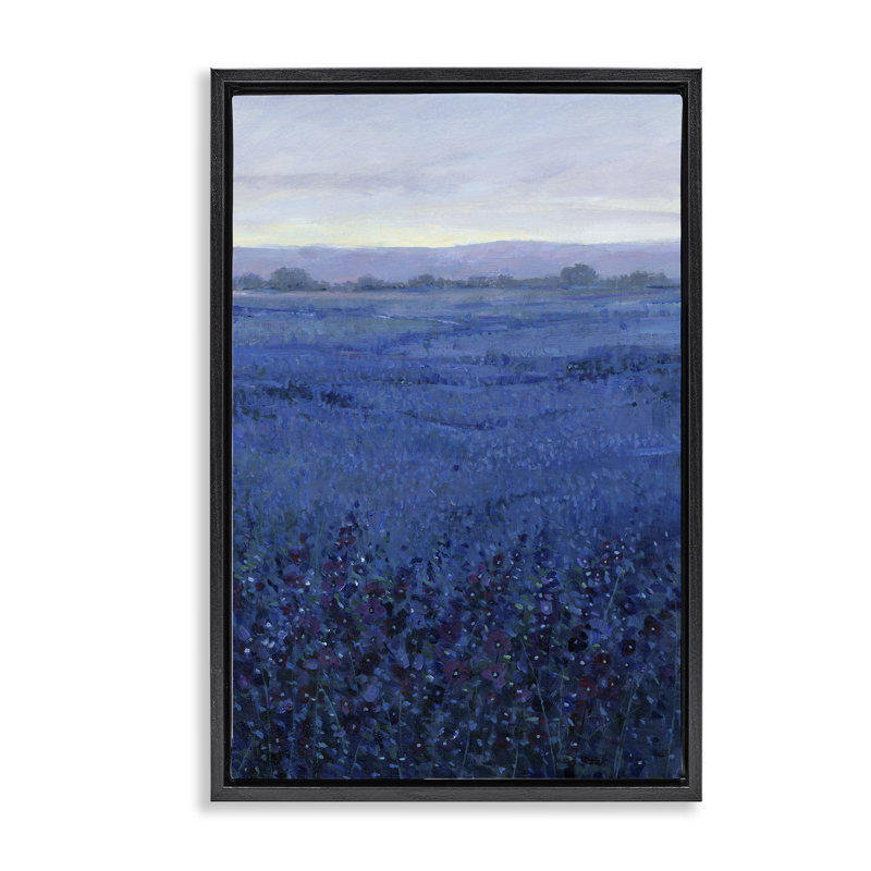 Toile flottante encadrée "Blue Country Fields" par Tim Ottoole, H 25 po x l 17 po, Cadre flottant noir de jais