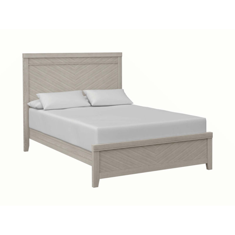 Lit plateforme gris clair avec cadre en bois, Grand