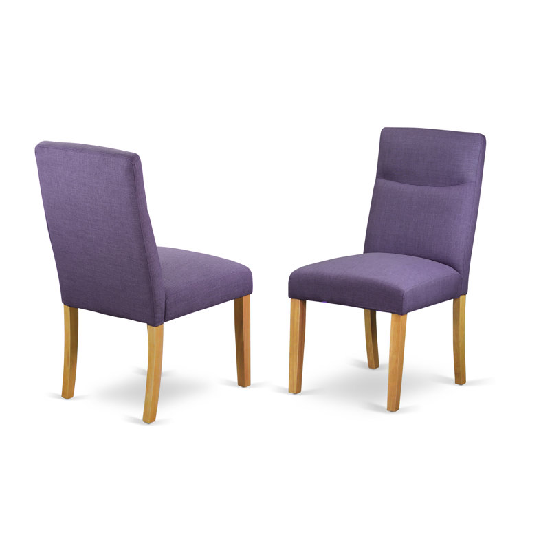 Damron 18'' H Linen Upholstered Parsons Chair, Dahlia, Oak