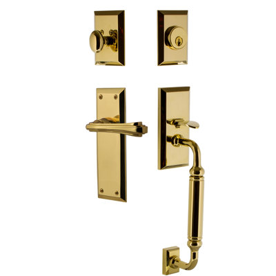 Nostalgic Warehouse New York Plate C Grip Handleset with Single Cylinder Deadbolt and Fleur Lever