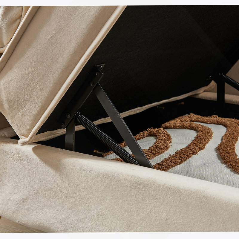 Modern Upholstery Chaise Lounge Chair with Storage, Beige