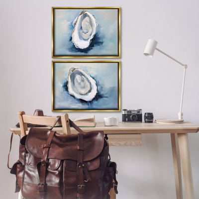 «Open Oyster Mollusk Shells», ensemble de 2 toiles flottantes encadrées par Petal Prints Design