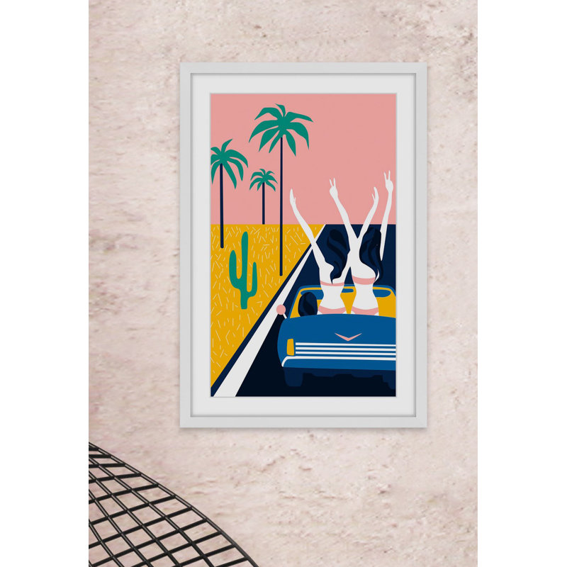 Party Car 1 Piece Single Picture Frame Wall Art, 61 cm H x 41 cm W x 4 cm D, White Framed with Deckled Edges