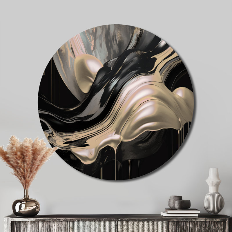 Captivating Marble Ii - Décoration murale abstraite sur métal, L 29 po x H 29 po, Ivory