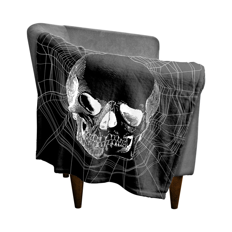Webbed Skull Hand Woven Throw Blanket, 50" W x 60" L