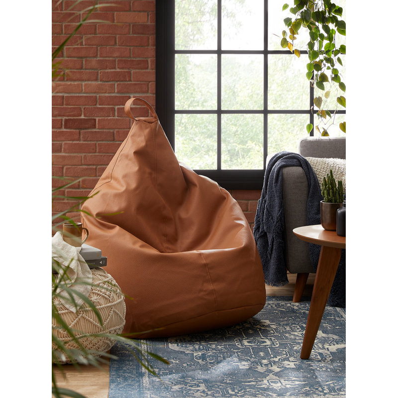 Fauteuil à billes standard en similicuir classique, Similicuir brun clair caramel