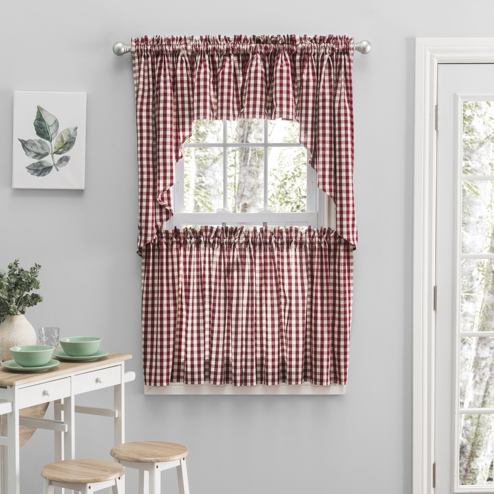Alula Cotton Swag 70" Window Valance, 70" W x 13" L, Burgundy