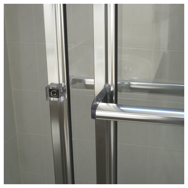 Newport Series 55" x 58" Sliding Framed Tub Door, Clear, Brite Silver (Chrome)