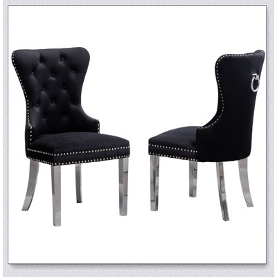 Ensemble de 2 chaises en velours capitonné Montura